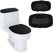 Toilet Seat Cover Pads,Happon 2 Pack Dust Cover for Toilet Tank,Soft and Absorbent Toilet Lid Covers Set,Replacement Toilet Lid Covers with Elastic Bottom for Bathroom